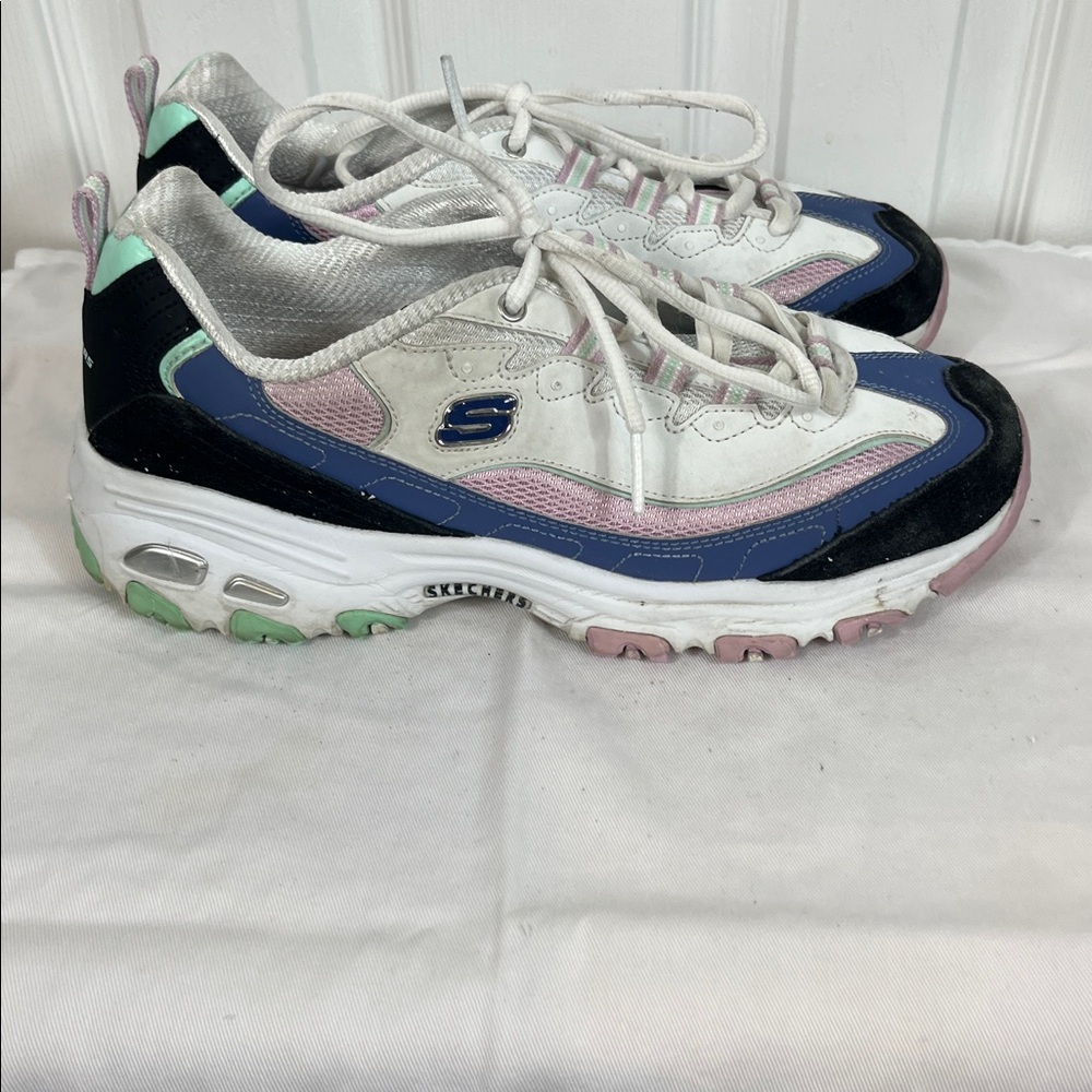 Skechers D’ Lites air-cooled, memory foam athletic shoes size 9. White/pink/blue - Picture 4 of 9